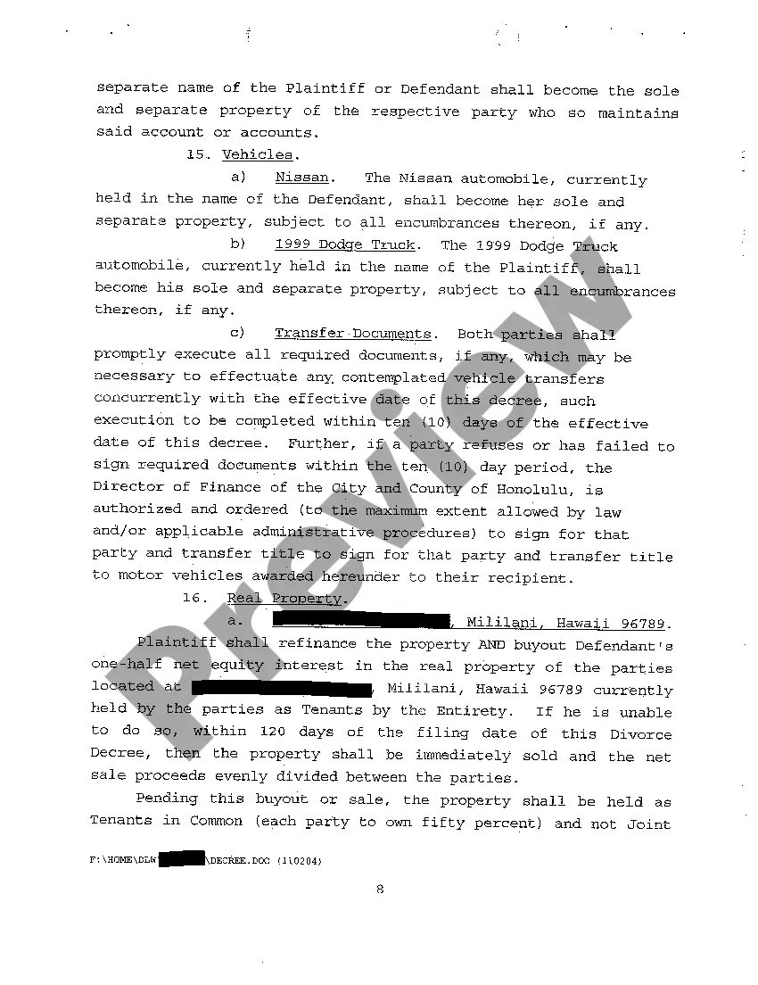 Preview A35 Decree Granting Absolute Divorce and Awarding Child Custody