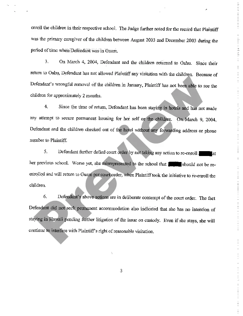 Preview A18 Motion for Immediate Custody of Children and for Appointment of Custody Evaluator - Memorandum in Support of Motion