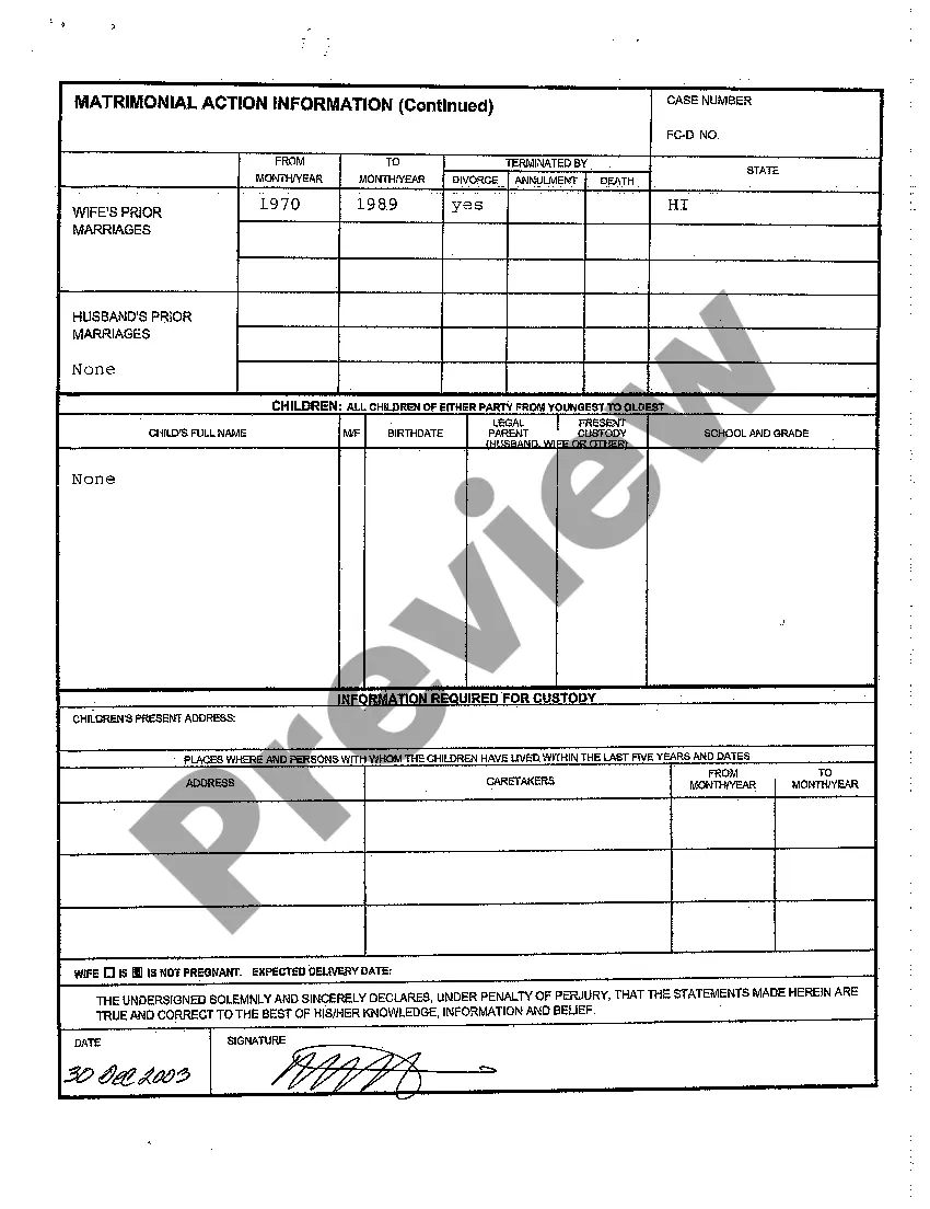 Get A01 Matrimonial Action Information regarding Uncontested Divorce With No Children Preview A01 Matrimonial Action Information regarding Uncontested Divorce With No Children