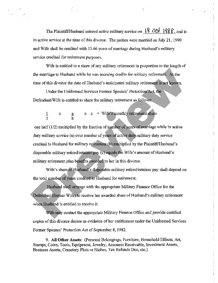 Preview A06 Divorce Decree regarding Uncontested Divorce With No Children