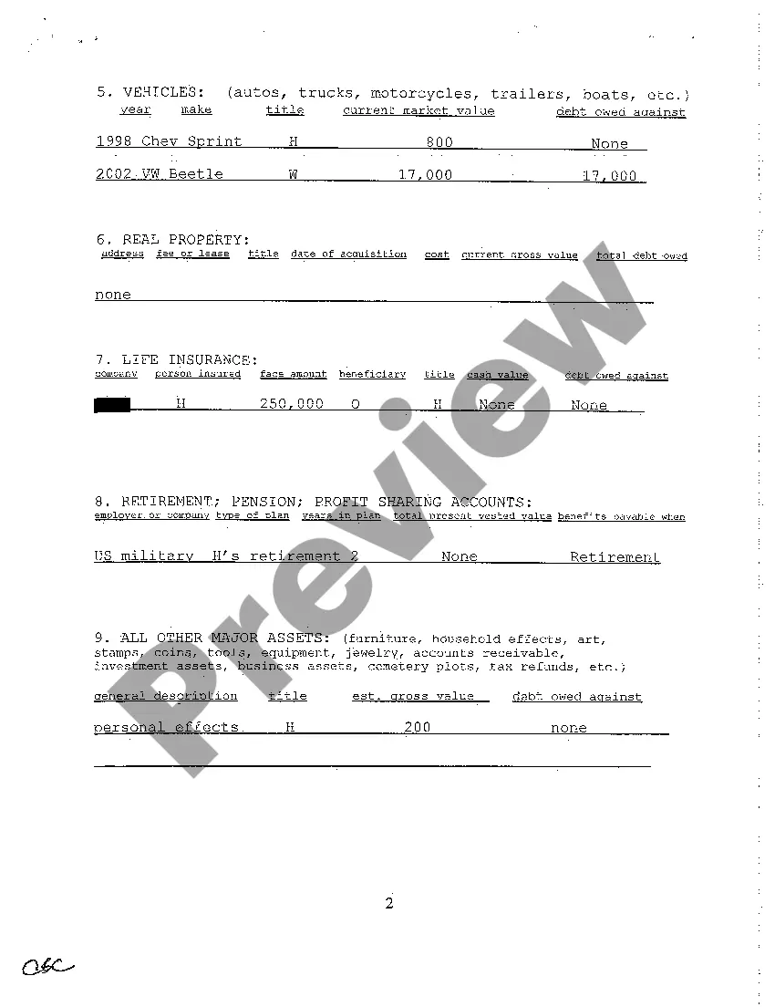 Preview A07 Asset and Debt Statement of Plaintiff