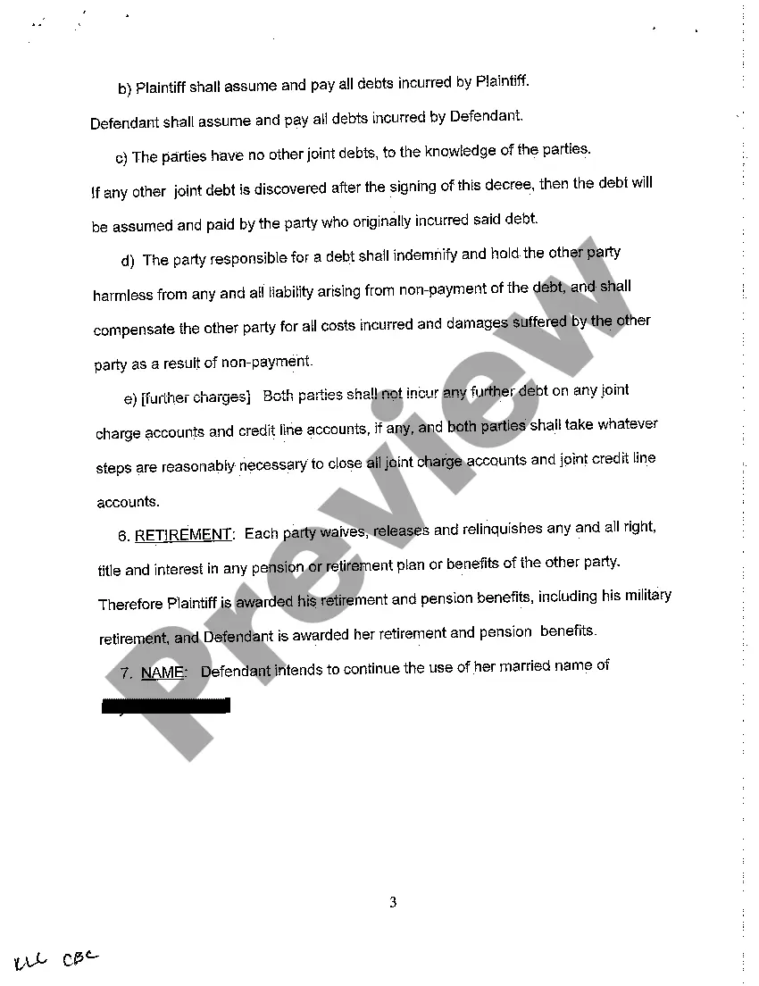 Preview A10 Divorce Decree regarding Uncontested Divorce With No Children