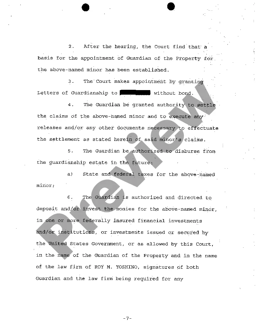 Preview A01 Petition for Appointment of Guardian of Minor and Property and Authority to Compromise Settlement of Claims