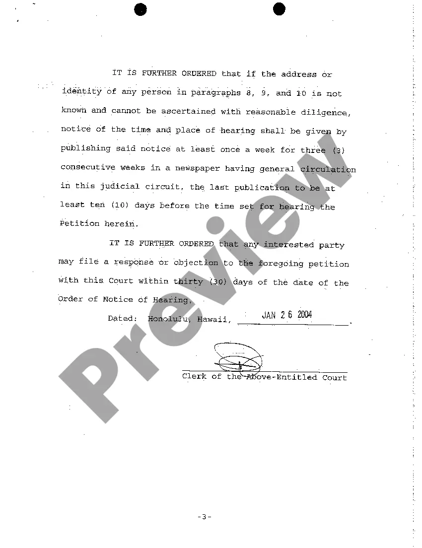 Preview A04 Order of Notice of Hearing Petition for Appointment of Guardian of the Property and Authority to Compromise Settlement of Claims