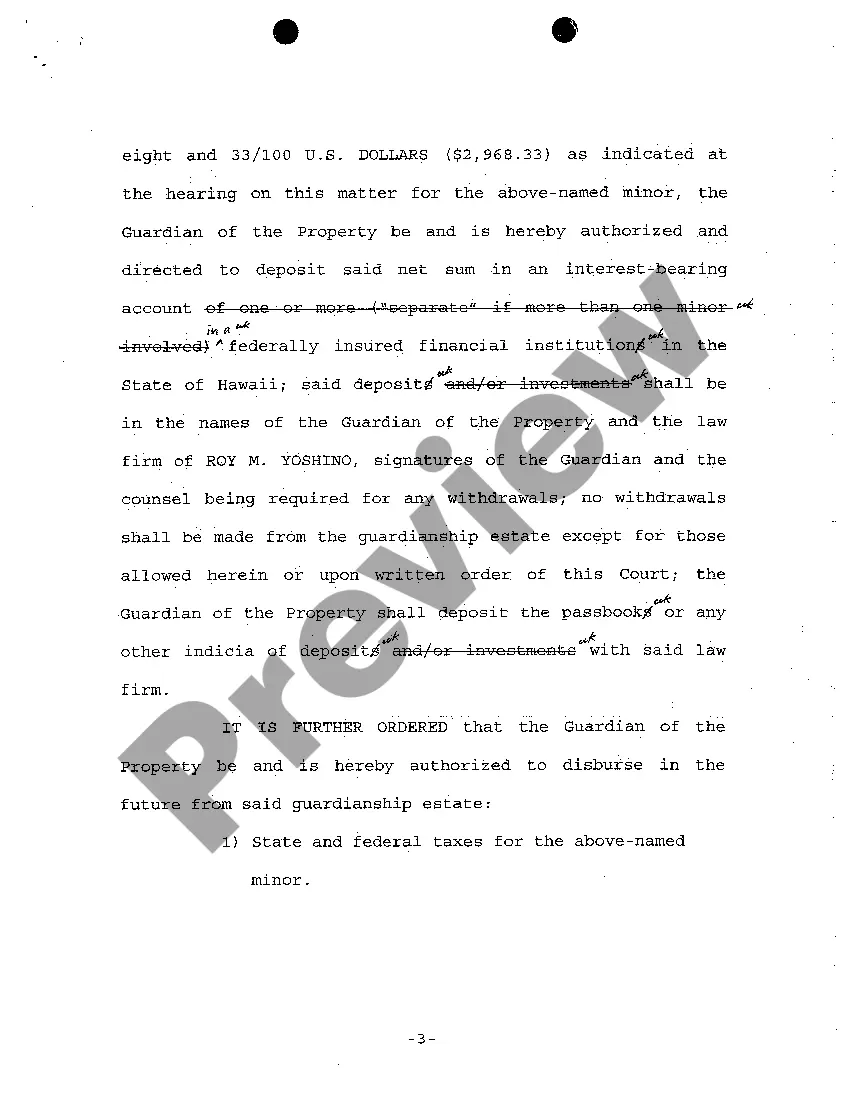 Preview A06 Order Granting Petition for Appointment of Guardian of the Property and Authority for Compromise Settlement of Claims