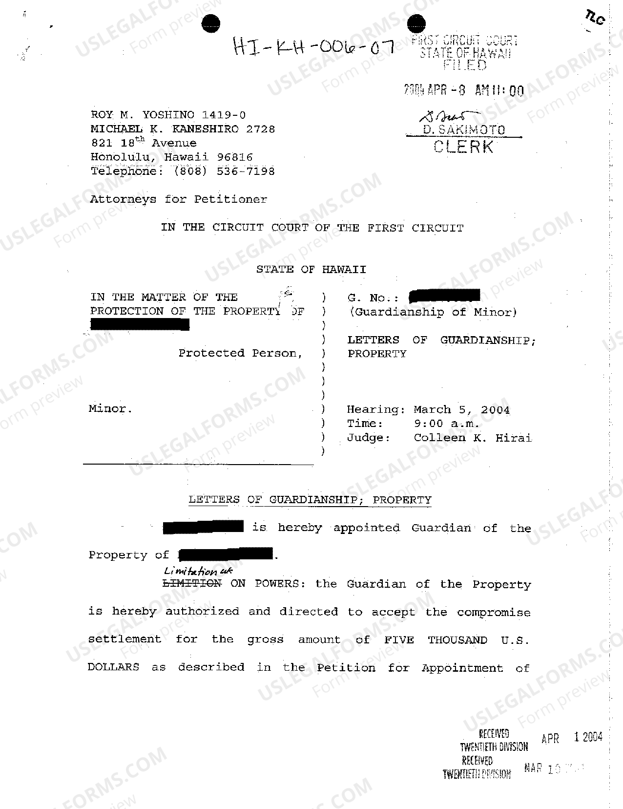 Guardian Property And Casualty US Legal Forms