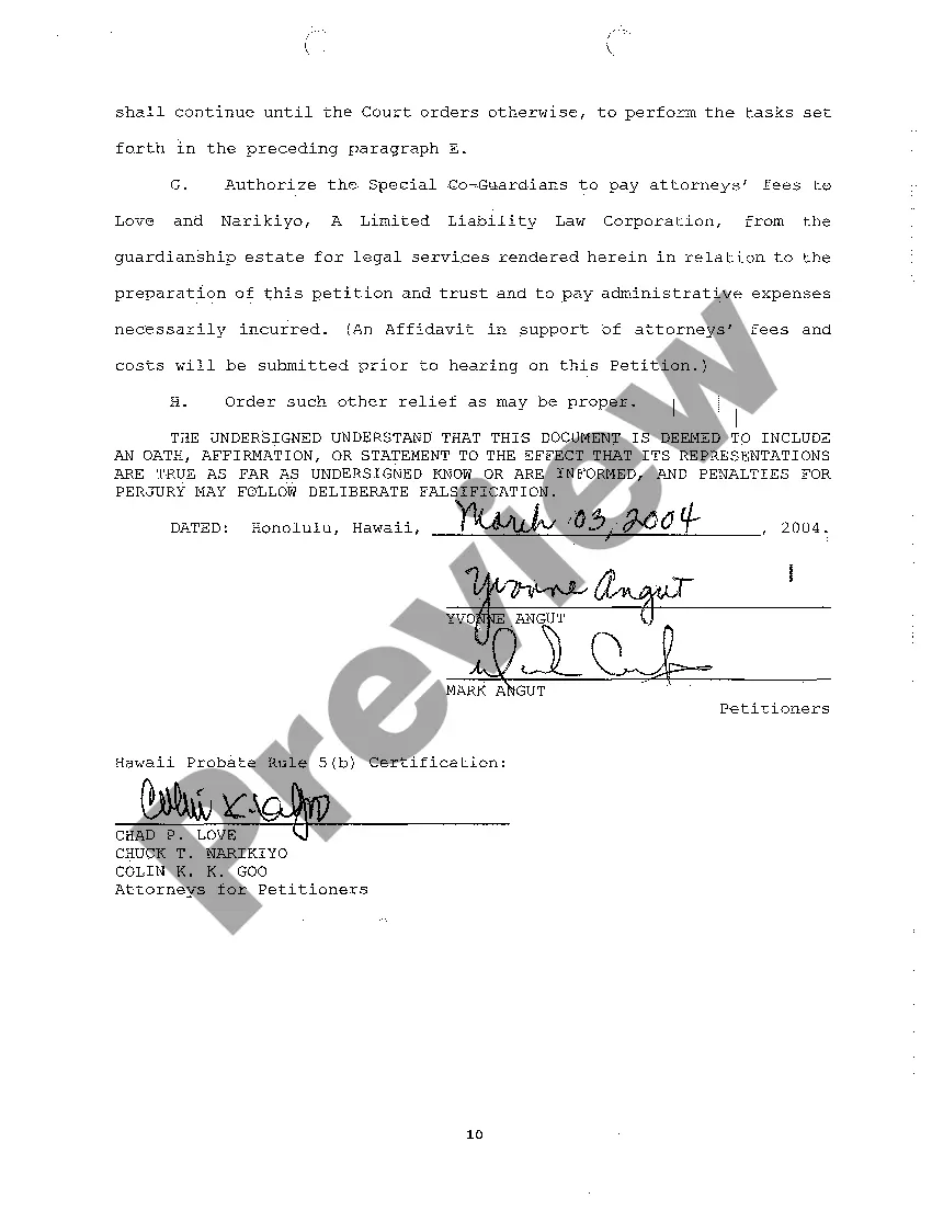 Get A01 Petition for Protective Arrangement to Authorize Compromise of Claim and for Approval of Trust Preview A01 Petition for Protective Arrangement to Authorize Compromise of Claim and for Approval of Trust