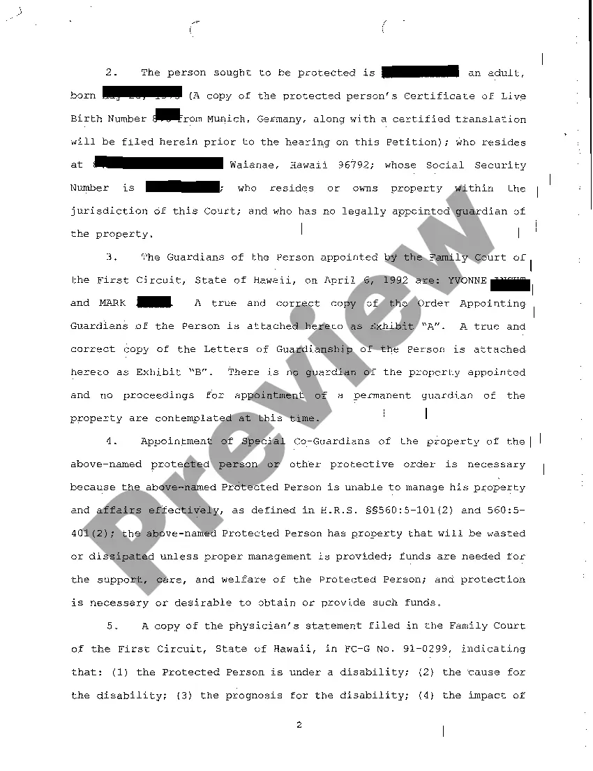 Get A01 Petition for Protective Arrangement to Authorize Compromise of Claim and for Approval of Trust Preview A01 Petition for Protective Arrangement to Authorize Compromise of Claim and for Approval of Trust