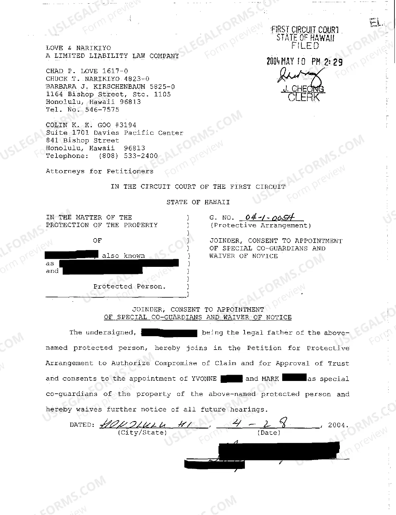 Preview A06 Joinder, Consent to Appointment of Special Co-Guardians and Waiver of Notice