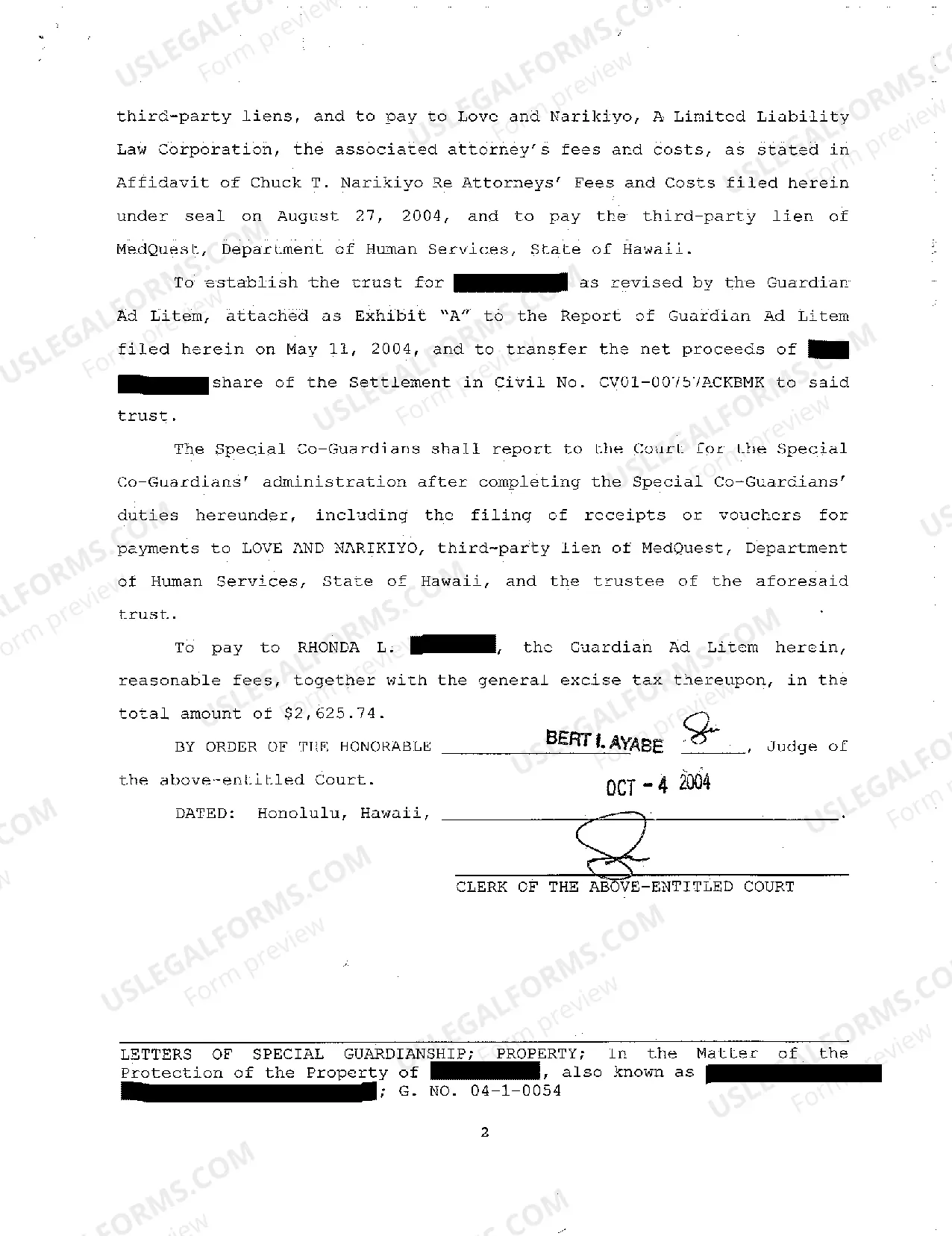 Preview A13 Letters of Special Guardianship - Property