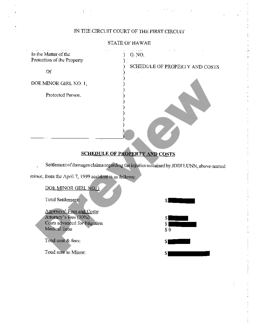 Preview A01 Petition for Protected Arrangement, for Appointment of Guardian of Property, and for Authority to Compromise Claims of Minor