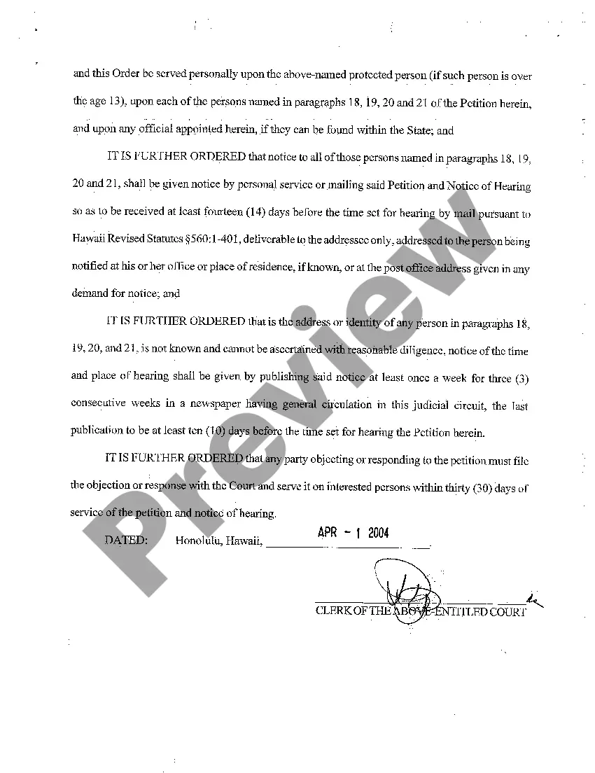 Preview A02 Order Setting Time and Place of Hearing