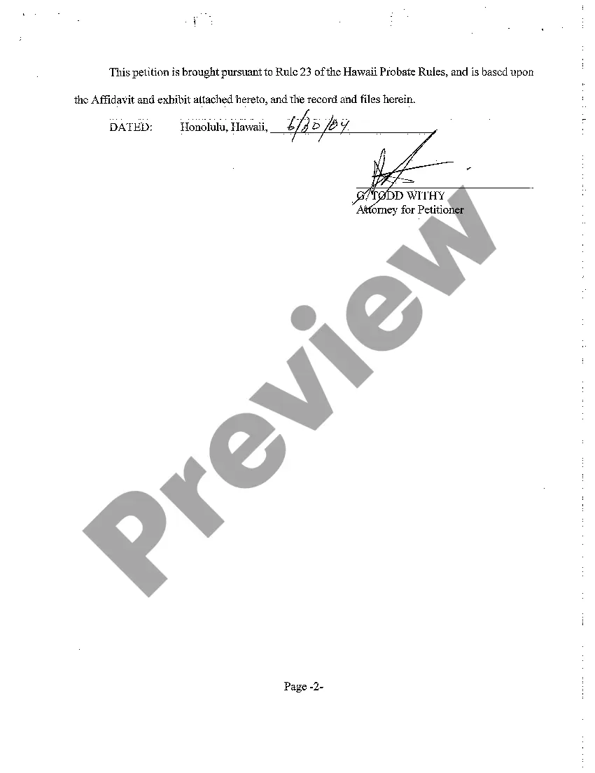 Preview A06 Guardian's Ex Parte Petition for Order Allowing Filing of Birth Certificate of Minor Girl Under Seal