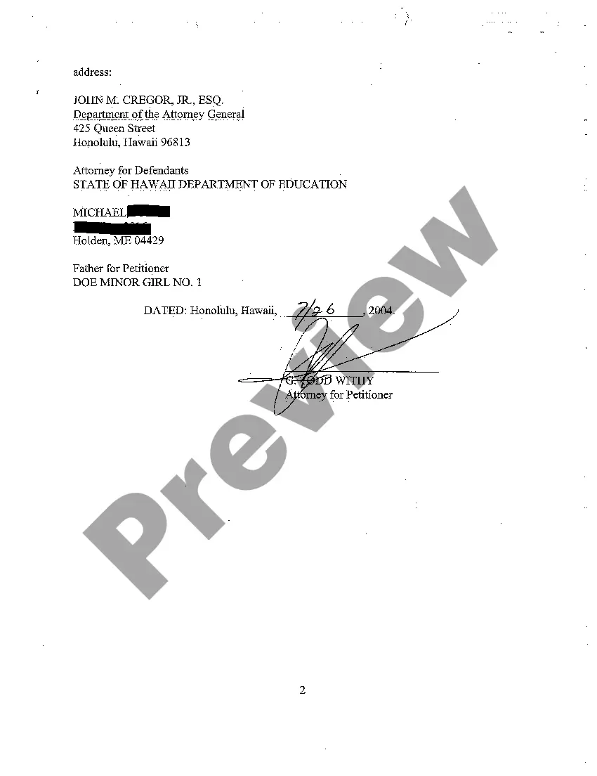 Preview A07 Order Granting Guardian's Ex Parte Petition for Order Allowing Filing of Birth Certificate of Minor Girl Under Seal