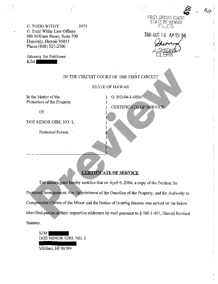 Preview A07 Order Granting Guardian's Ex Parte Petition for Order Allowing Filing of Birth Certificate of Minor Girl Under Seal