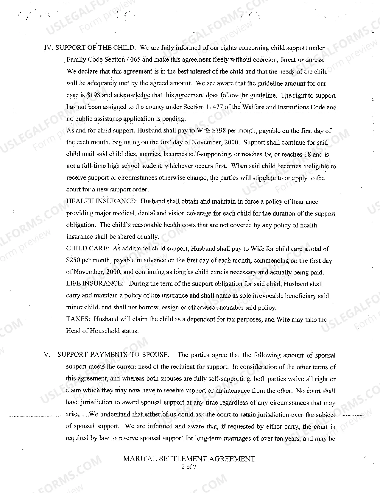 Preview A02 Marital Settlement Agreement