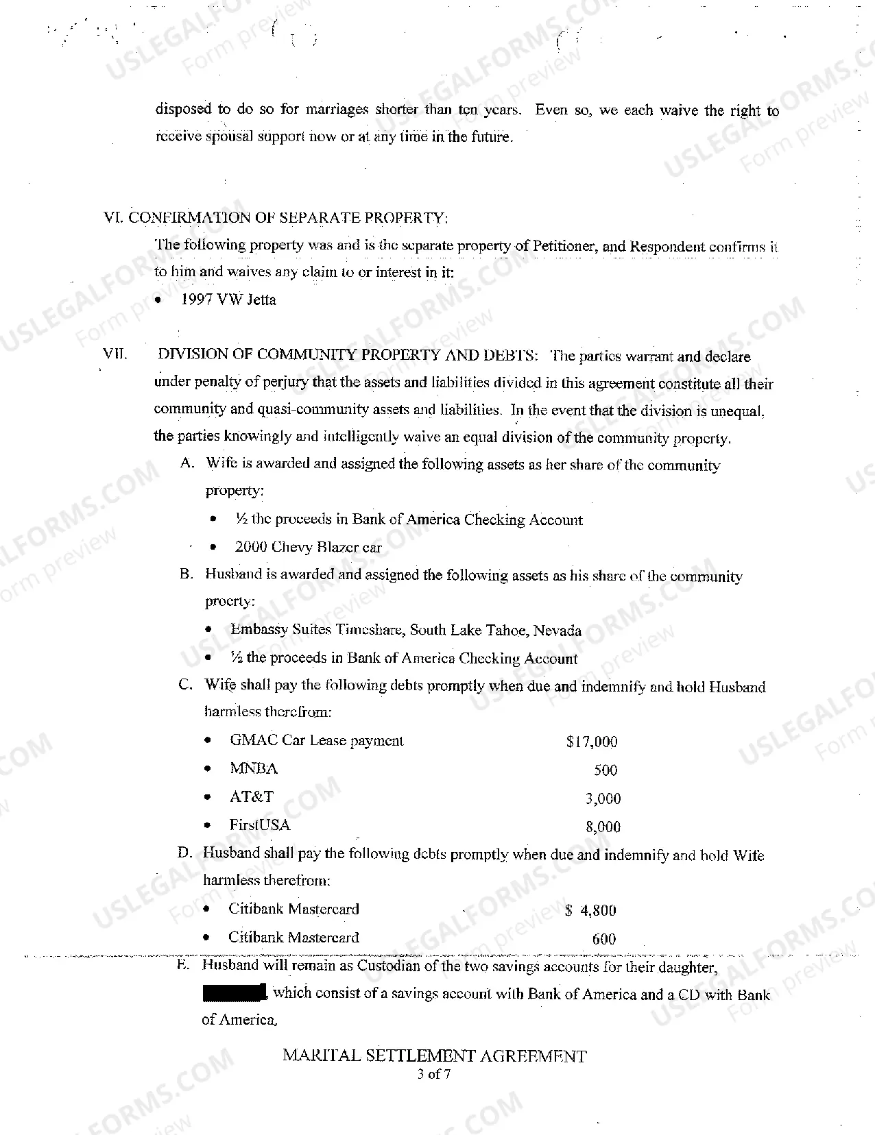 Preview A02 Marital Settlement Agreement
