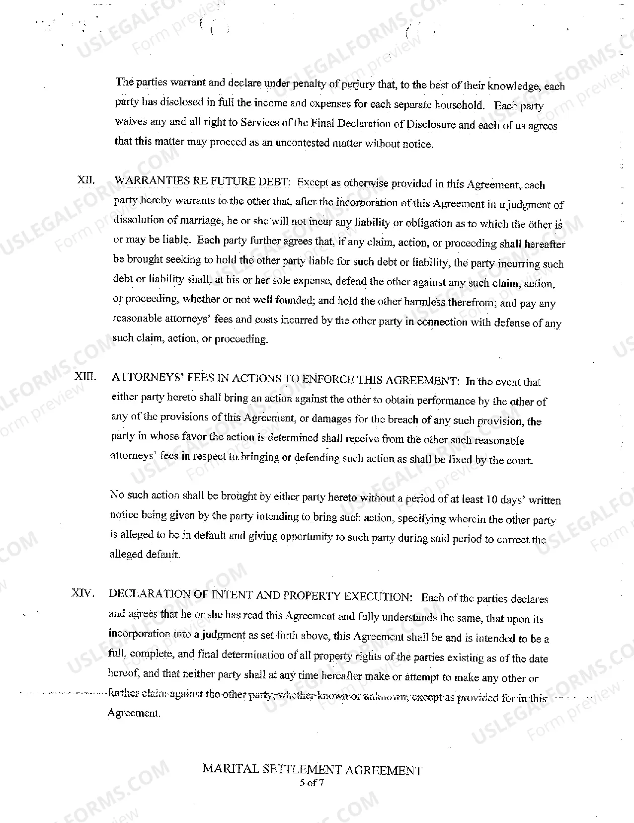 Preview A02 Marital Settlement Agreement