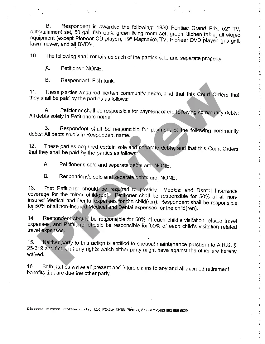 Preview A02 Decree of Dissolution of a Non-Covenant Marriage with Children