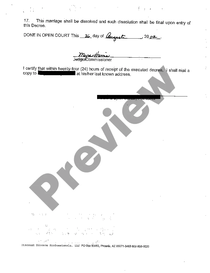 Preview A02 Decree of Dissolution of a Non-Covenant Marriage with Children