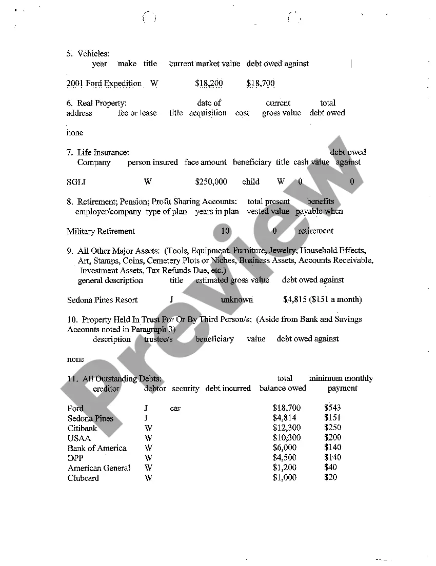 Preview A09 Asset and Debt Statement of Defendant