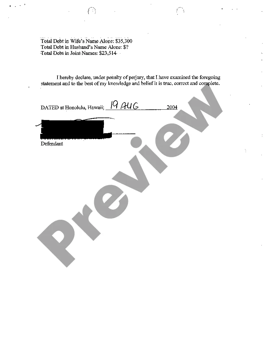 Preview A09 Asset and Debt Statement of Defendant