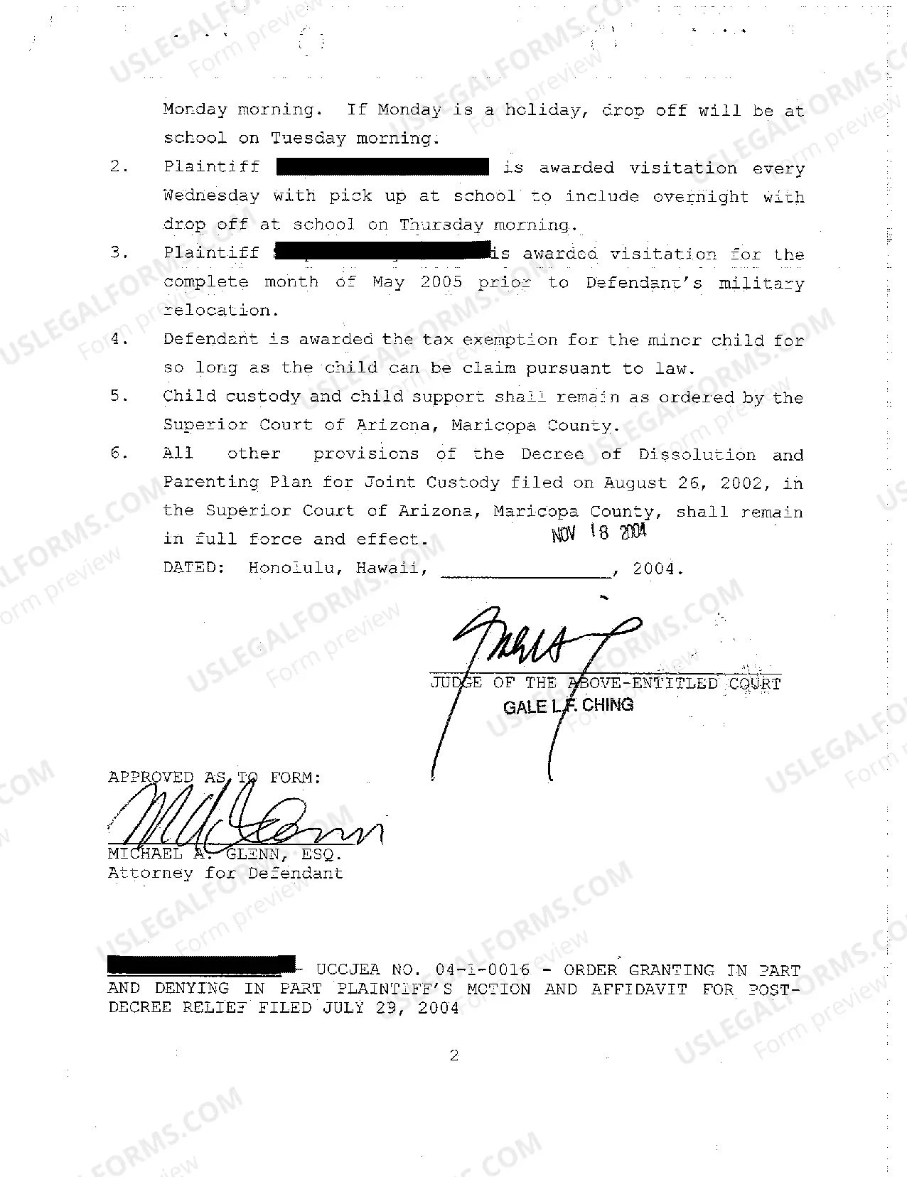 Preview A13 Order Granting in Part and Denying in Part Plaintiff's Motion and Affidavit for Post-Decree Relief