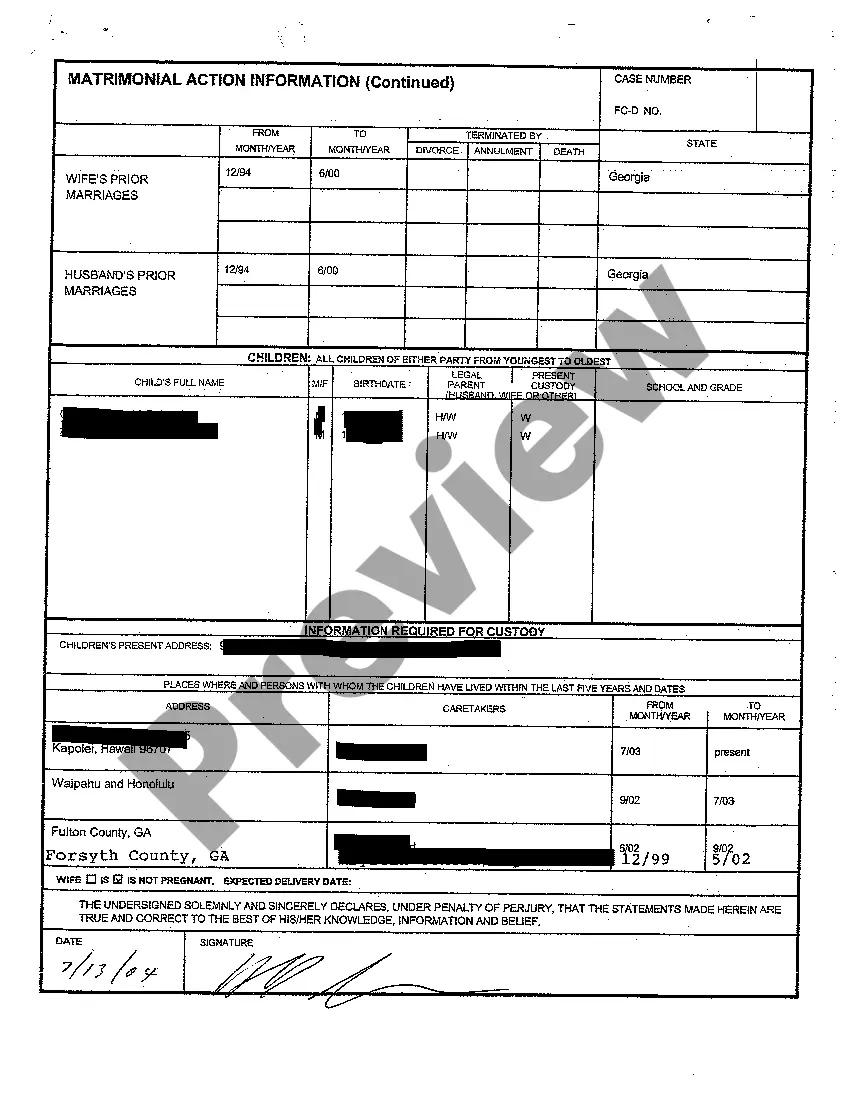 Get A01 Matrimonial Action Information Preview A01 Matrimonial Action Information