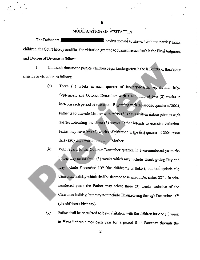 Preview A05 Final Order on Custody and Visitation and Temporary Order of Support