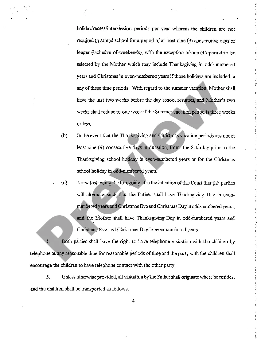 Preview A05 Final Order on Custody and Visitation and Temporary Order of Support