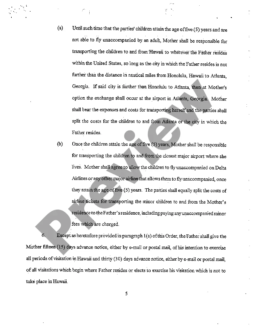 Preview A05 Final Order on Custody and Visitation and Temporary Order of Support