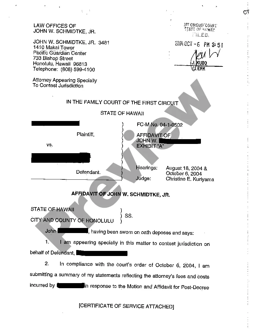 Preview A13 Order Continuing Motion and Affidavit for Post-Decree Relief