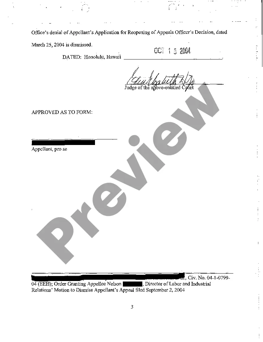 Preview A06 Order Granting Appellee, Director of Labor and Industrial Relations' Motion to Dismiss Appeal
