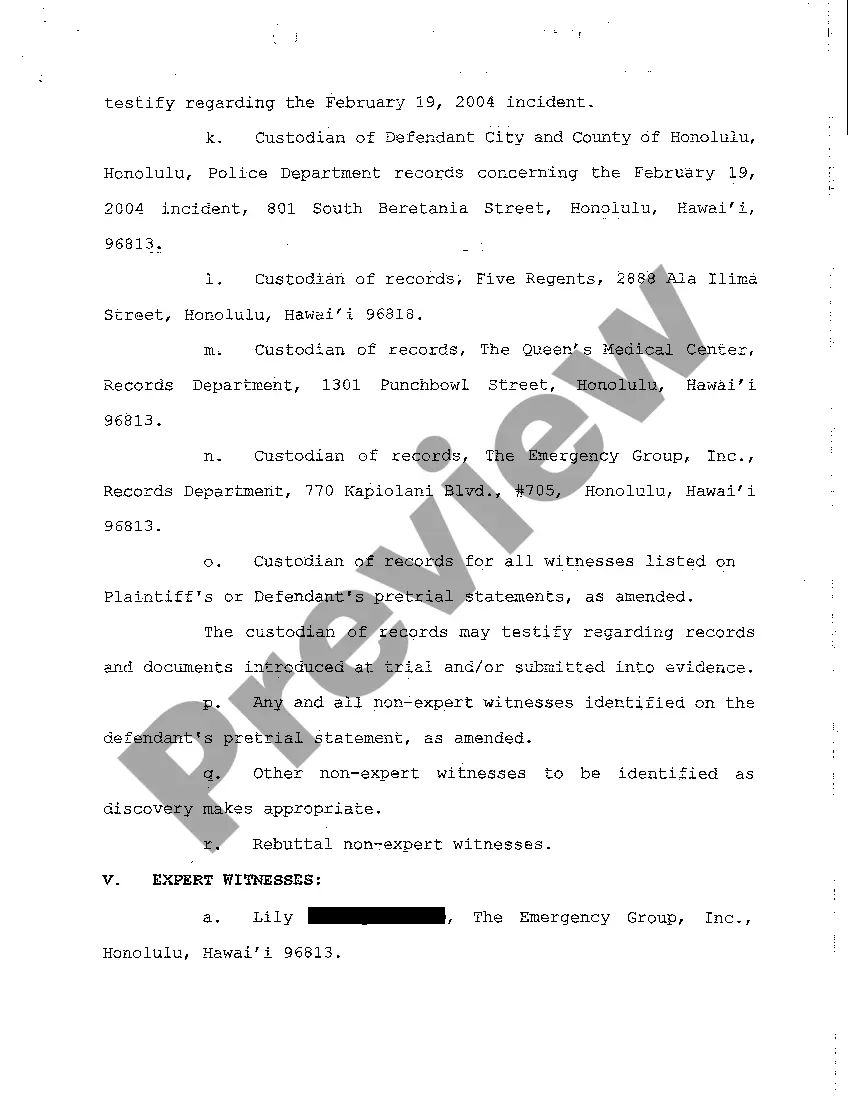 Preview A06 Plaintiff's Pretrial Statement