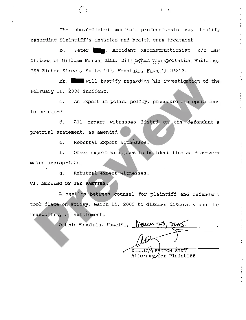 Preview A06 Plaintiff's Pretrial Statement