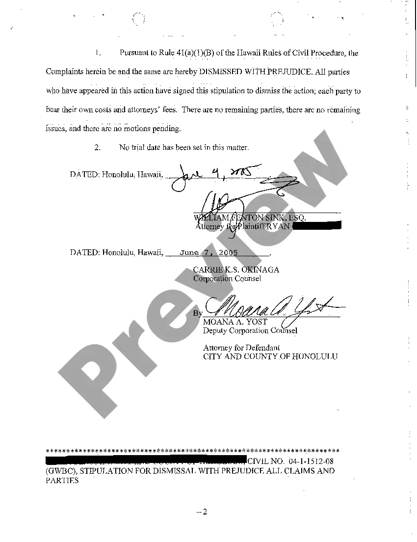 Preview A07 Stipulation for Dismissal with Prejudice of All Claims and Parties