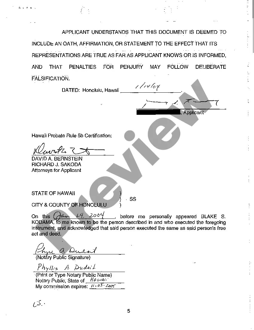 Preview A01 Application for Informal Probate of Will and for Informal Appointment of Personal Representative