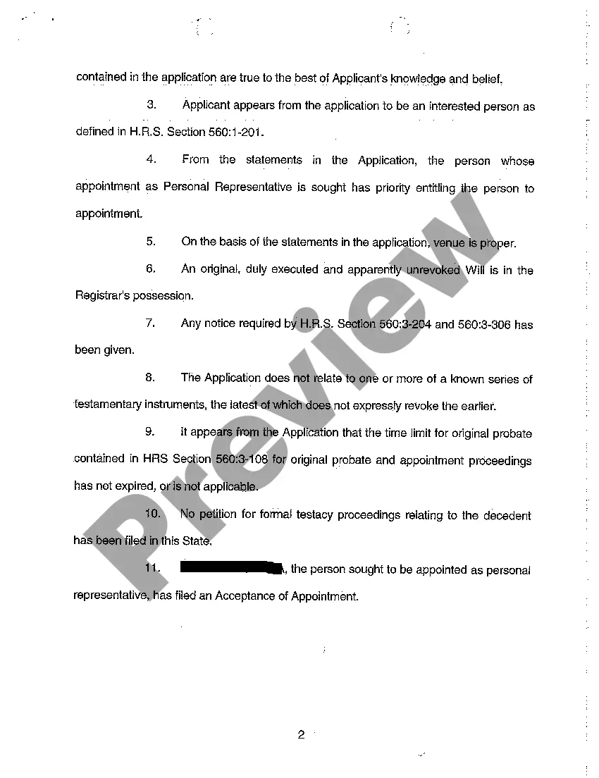 Get A05 Statement of Informal Probate of Will and Of Informal Appointment of Personal Representative Preview A05 Statement of Informal Probate of Will and Of Informal Appointment of Personal Representative