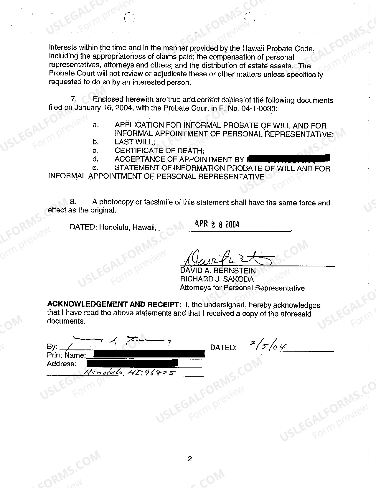 Preview A07 Personal Representative's Written Information to Interested Persons