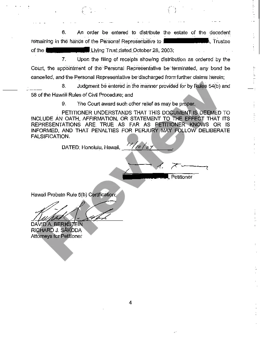 Preview A10 Ex Parte Petition to Transfer From Informal to Formal Proceedings and for Approval of Final Account, Distribution, and Settlement of Estate