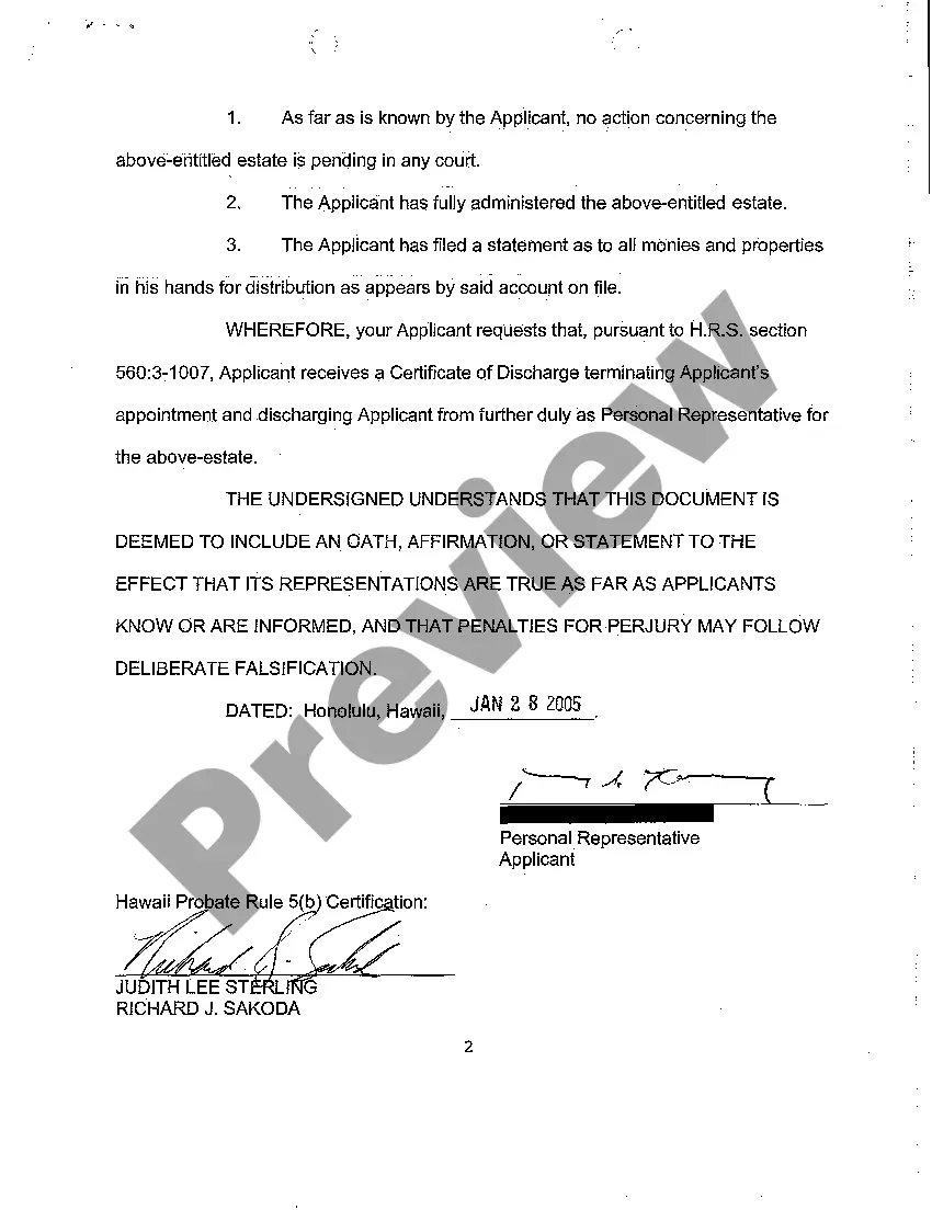 Preview A16 Verified Application for Certificate of Discharge