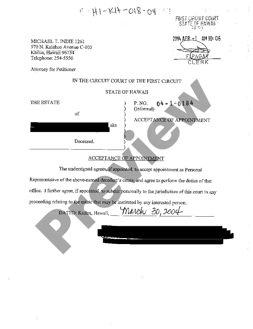 Preview A04 Acceptance of Appointment of Personal Representative