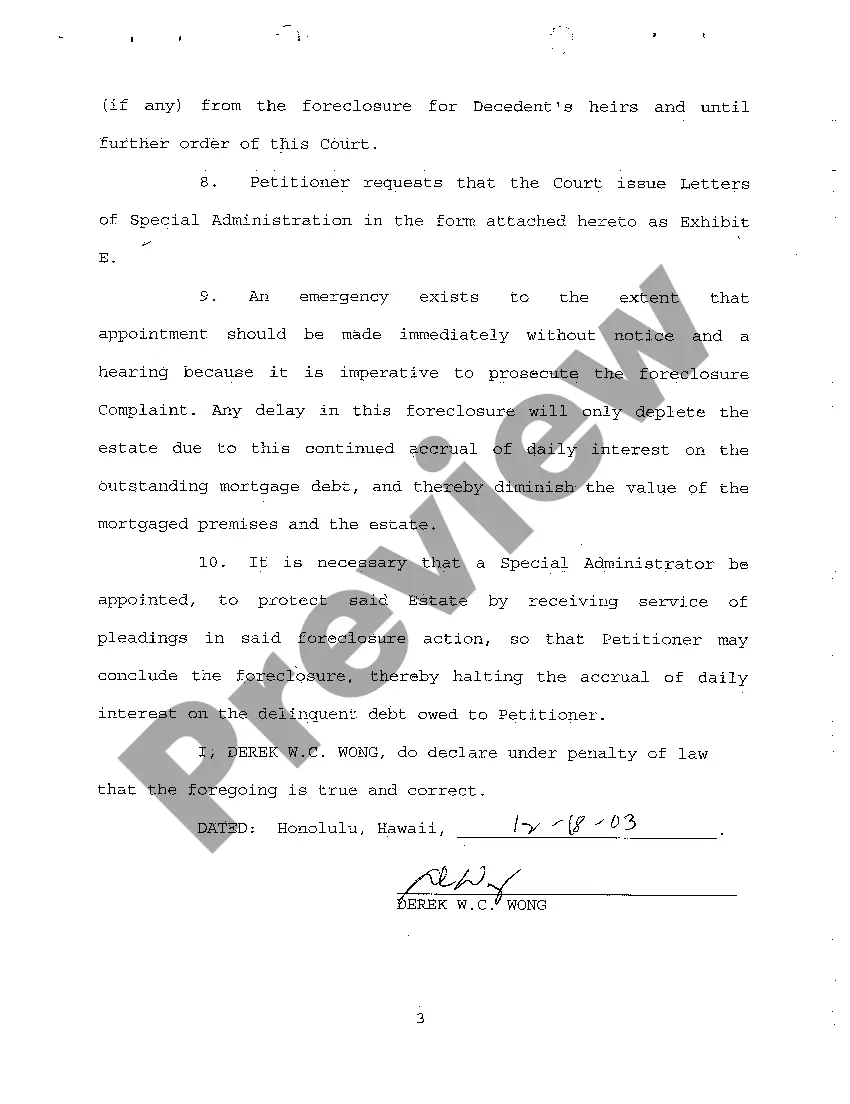 Preview A02 Declaration of Counsel of Petitioner that Special Administrator is Necessary