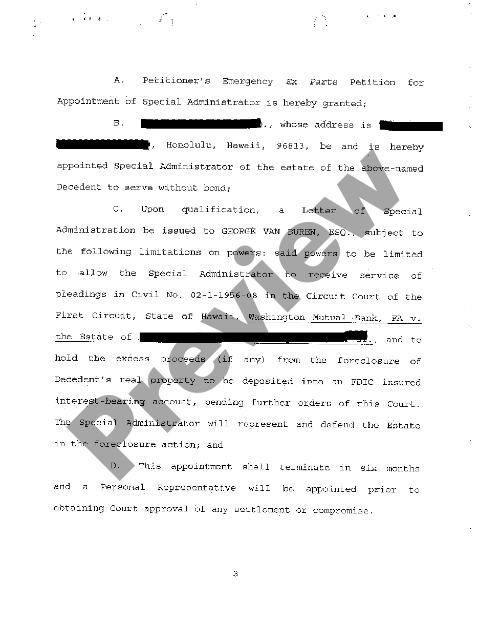 page 2 A03 Order Granting Emergency Ex Parte Petition for Appointment of Special Administrator preview