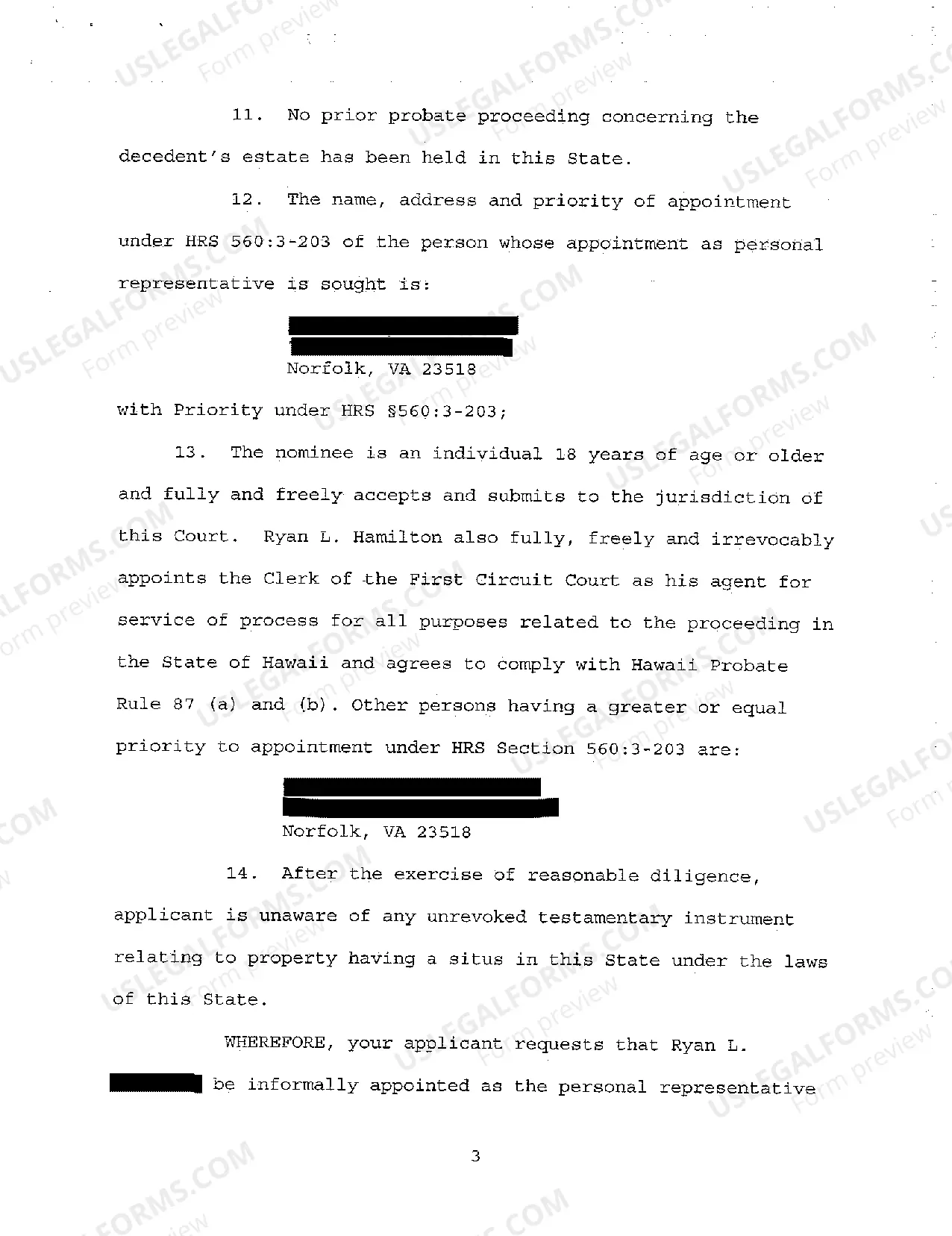 Preview A01 Application for Informal Appointment of Personal Representative of Minor Decedent Without Will