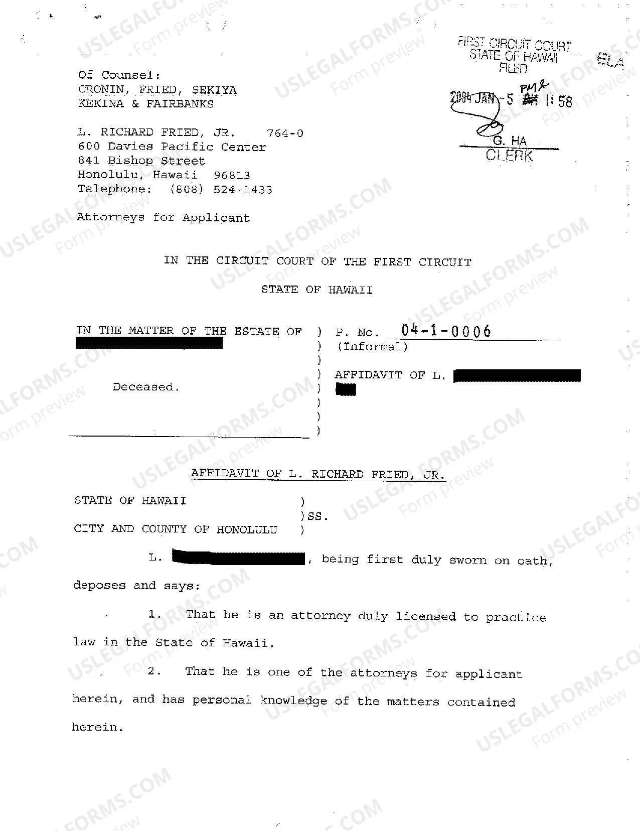 Preview A01 Application for Informal Appointment of Personal Representative of Minor Decedent Without Will