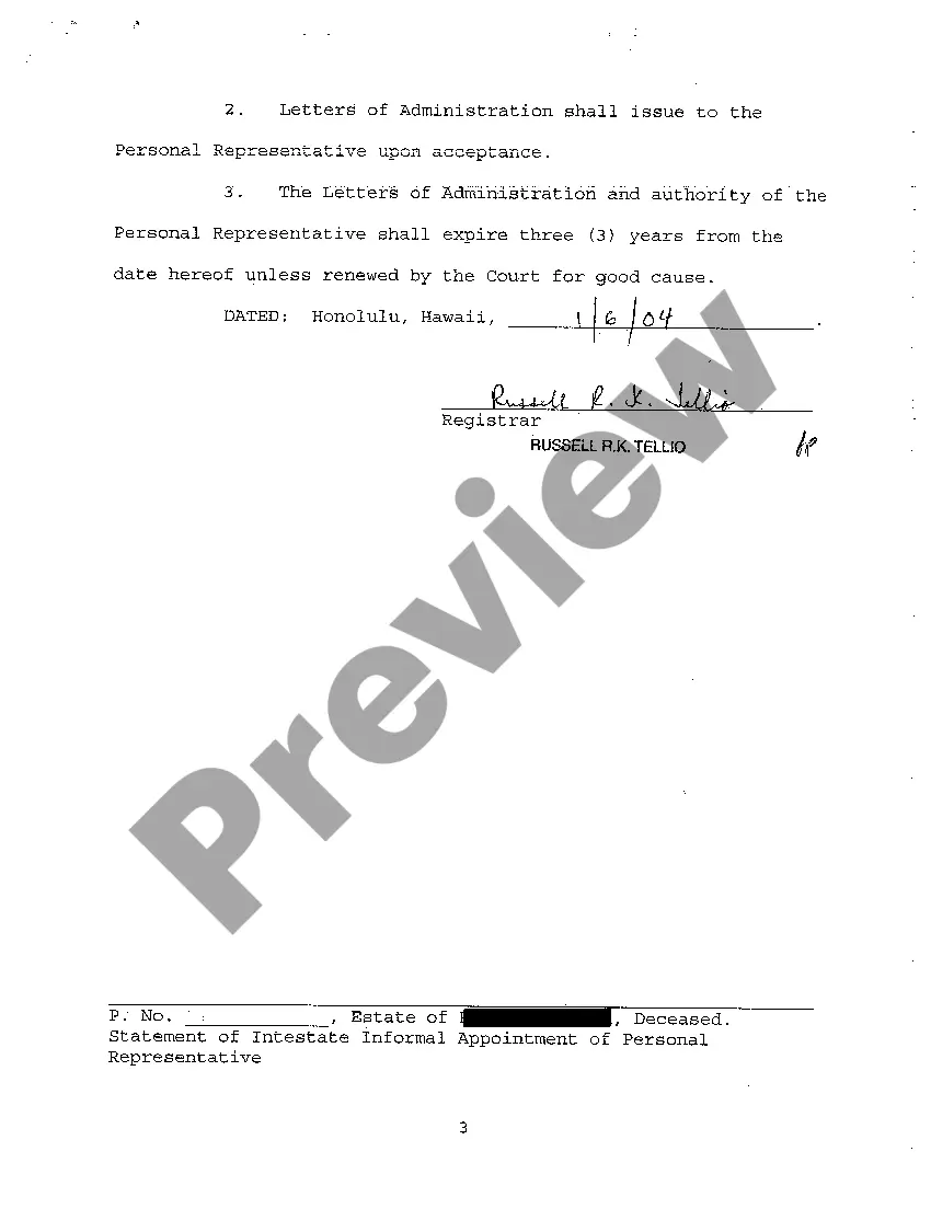 Get A05 Statement of Intestate Informal Appointment of Personal Representative Preview A05 Statement of Intestate Informal Appointment of Personal Representative
