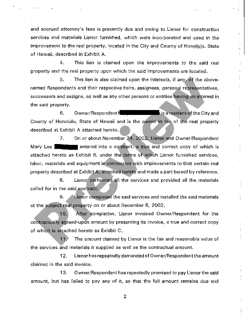 Preview A02 Notice of Mechanic's and Materialman's Lien and Demand