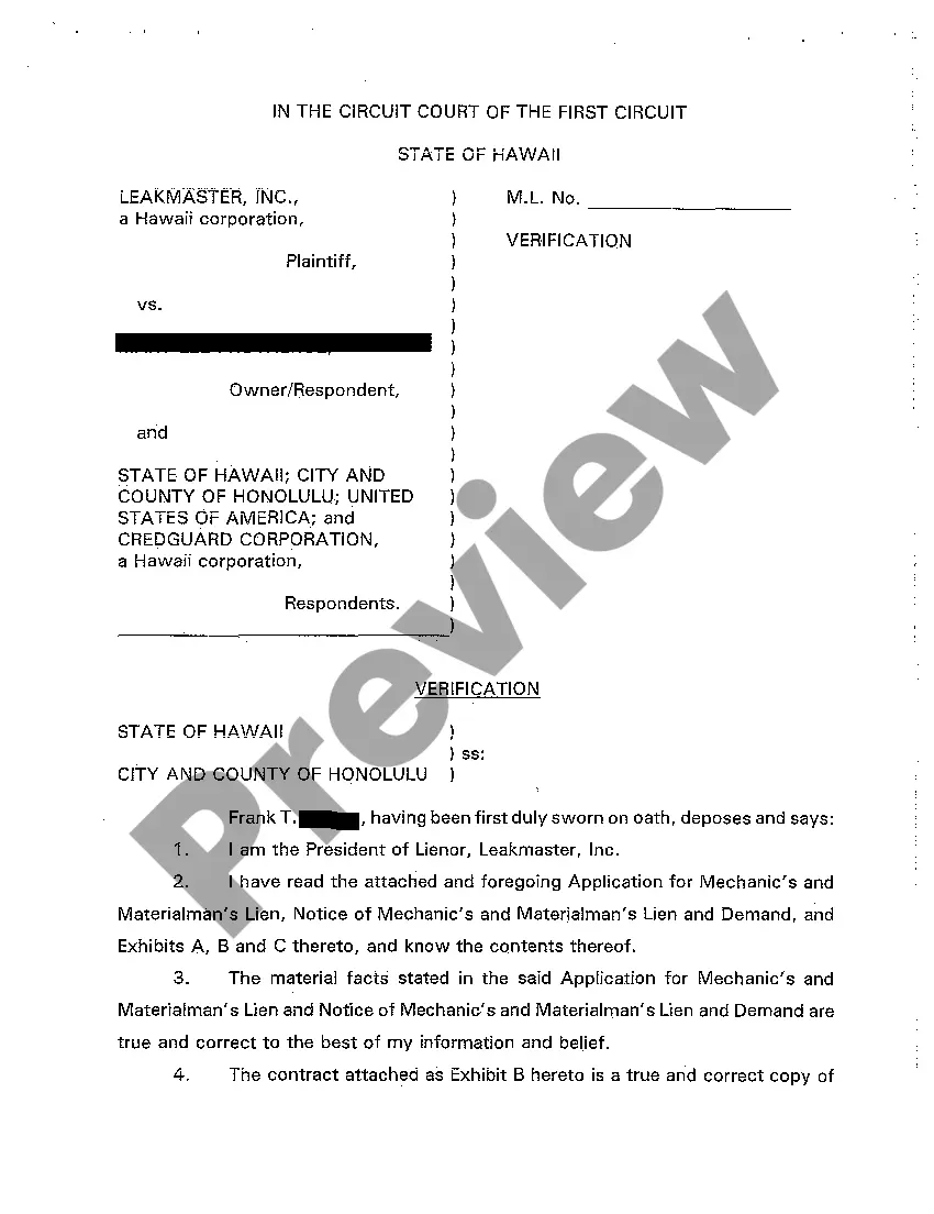 Preview A02 Notice of Mechanic's and Materialman's Lien and Demand