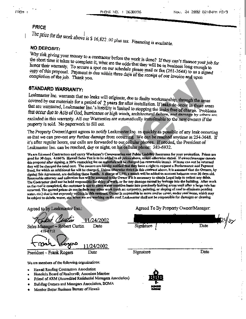 Preview A02 Notice of Mechanic's and Materialman's Lien and Demand